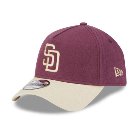 New Era 9Forty San Diego Padres Moleskin Crown A-Frame Snapback Hat Maroon Khaki
