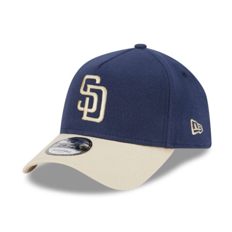 New Era 9Forty San Diego Padres Moleskin Crown A-Frame Snapback Hat Navy Blue Khaki