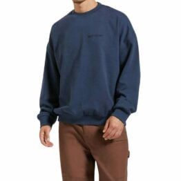 Brixton Embroidered Heavy Weight Crewneck Sweatshirt Washed Navy