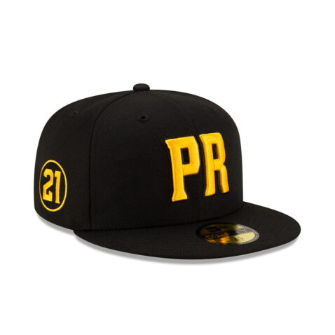 New Era 59Fifty Puerto Rico Baseball Roberto Clemente Official 21 Fitted Hat Black Gold - Image 3