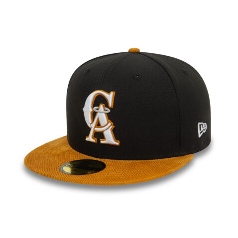 New Era 59Fifty California Angels Contrast Cord Cooperstown Fitted Hat Black Tan