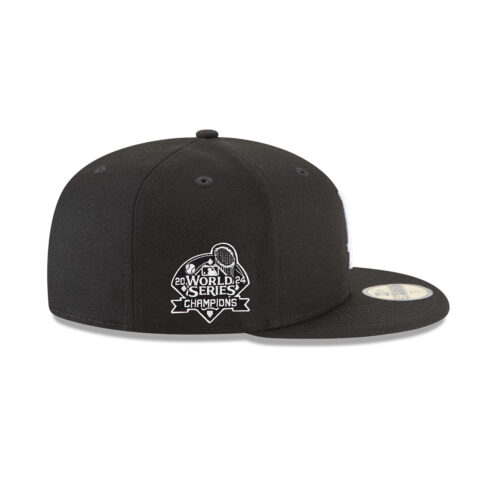 New Era 59Fifty Los Angeles Dodgers 2024 World Series Champions Side Patch Fitted Hat Black White - Image 6