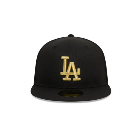 New Era 59Fifty Los Angeles Dodgers Coops Metallic Fitted Hat Black Metallic Gold - Image 2