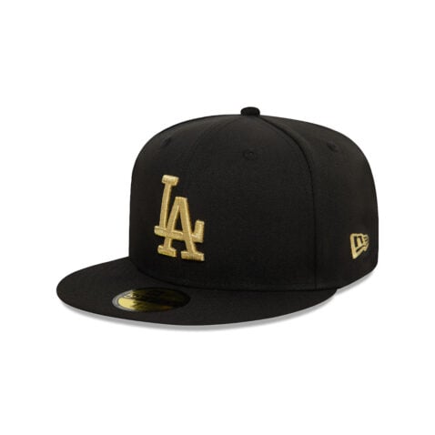 New Era 59Fifty Los Angeles Dodgers Coops Metallic Fitted Hat Black Metallic Gold