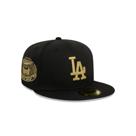New Era 59Fifty Los Angeles Dodgers Coops Metallic Fitted Hat Black Metallic Gold - Image 3