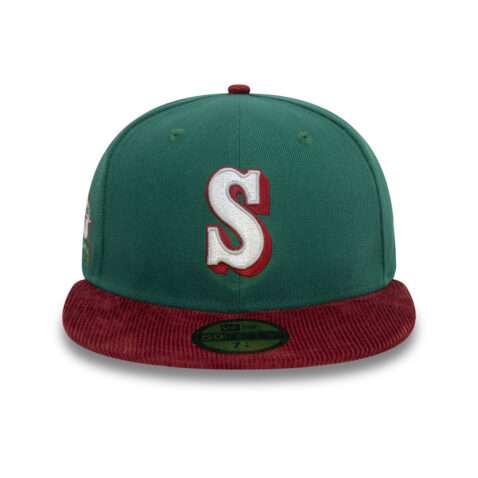 New Era 59Fifty Seattle Mariners Contrast Cord Cooperstown Fitted Hat Dark Green Red - Image 2