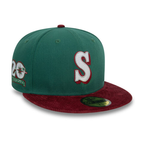 New Era 59Fifty Seattle Mariners Contrast Cord Cooperstown Fitted Hat Dark Green Red - Image 3