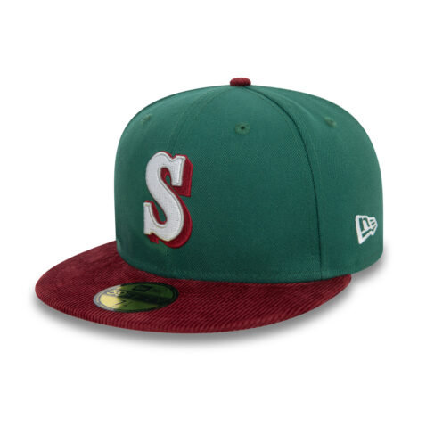 New Era 59Fifty Seattle Mariners Contrast Cord Cooperstown Fitted Hat Dark Green Red