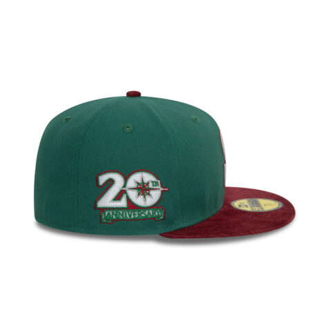 New Era 59Fifty Seattle Mariners Contrast Cord Cooperstown Fitted Hat Dark Green Red - Image 4