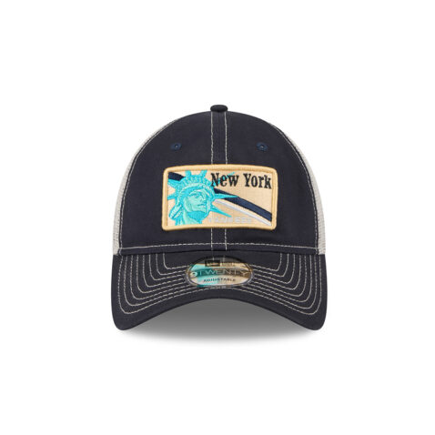 New Era 9Twenty New York Yankees State Souvenir Mesh Trucker Strapback Hat Dark Navy Blue White - Image 2