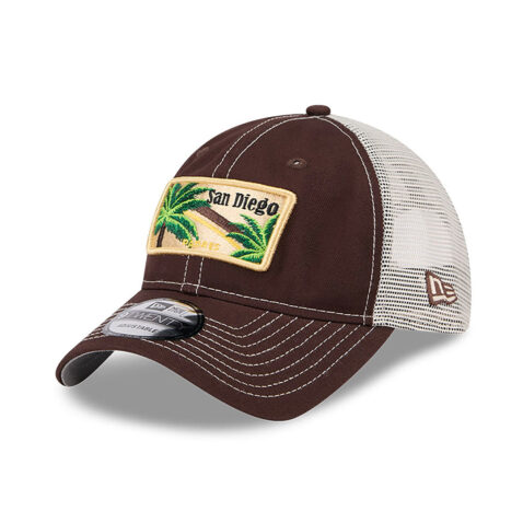 New Era 9Twenty San Diego Padres State Souvenir Mesh Trucker Strapback Hat Brown White