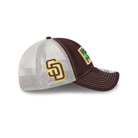 New Era 9Twenty San Diego Padres State Souvenir Mesh Trucker Strapback Hat Brown White - Image 6