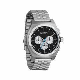 Nixon Time Teller Chrono Watch Chrome Black Chrome Sunray