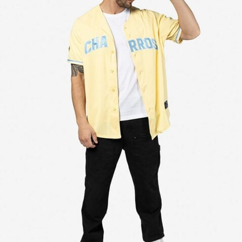 New Era Charros De Jalisco Official 2025 On Field Alternate 1 Jersey Soft Yellow Blue New Era Charros De Jalisco Official 2025 On Field Alternate 1 Jersey Soft Yellow Blue