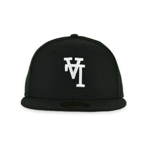 New Era 59Fifty Los Angeles Dodgers Upside Down Logo Fitted Hat Black White - Image 2