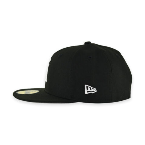 New Era 59Fifty Los Angeles Dodgers Upside Down Logo Fitted Hat Black White - Image 4