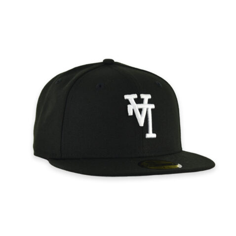 New Era 59Fifty Los Angeles Dodgers Upside Down Logo Fitted Hat Black White - Image 3