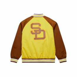 Mitchell & Ness San Diego Padres Double Clutch Lightweight Satin Jacket Brown Gold