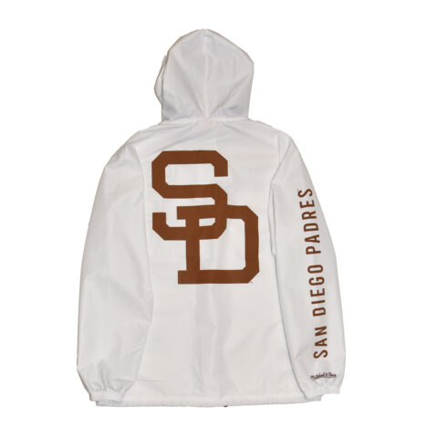 Mitchell & Ness San Diego Padres Vintage Logo Hooded Coaches Jacket White