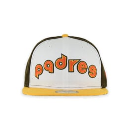 New Era 59Fifty San Diego Padres 1984 Road Script Fitted Hat Dark Brown White Gold