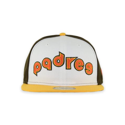 New Era 59Fifty San Diego Padres 1984 Road Script Fitted Hat Dark Brown White Gold New Era 59Fifty San Diego Padres 1984 Road Script Fitted Hat Dark Brown White Gold