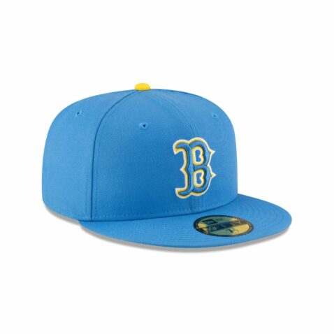 New Era 59Fifty Boston Red Sox Alternate 2 Authentic Collection On Field Fitted Hat Light Blue Gold - Image 3