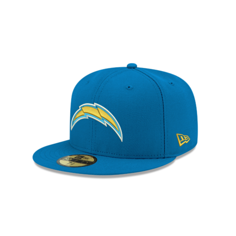 New Era 59Fifty Los Angeles Chargers League Basic Game Fitted Hat Powder Blue Gold Yellow