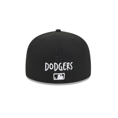 New Era 59Fifty Los Angeles Dodgers Hi Vis Fitted Hat Black White - Image 5