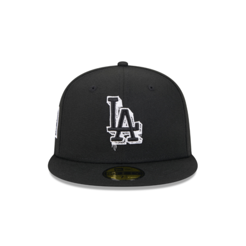 New Era 59Fifty Los Angeles Dodgers Hi Vis Fitted Hat Black White - Image 2