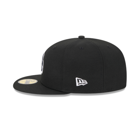 New Era 59Fifty Los Angeles Dodgers Hi Vis Fitted Hat Black White - Image 4