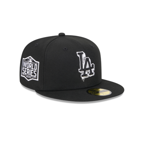 New Era 59Fifty Los Angeles Dodgers Hi Vis Fitted Hat Black White - Image 3
