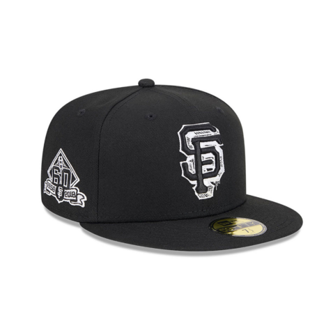 New Era 59Fifty San Francisco Giants Hi Vis Fitted Hat Black White - Image 3