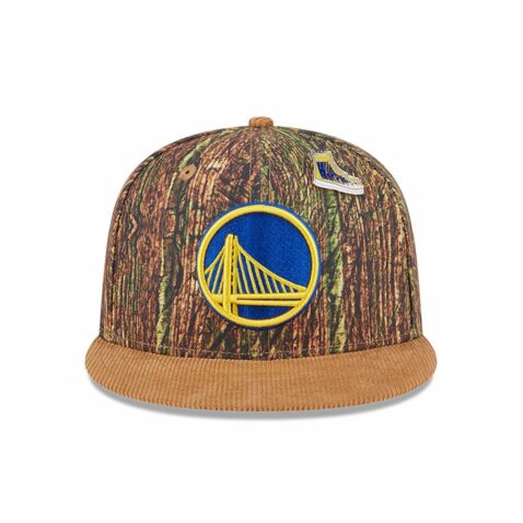 New Era 9Fifty Golden State Warriors All Star Game 2025 Fan Pack Snapback Hat Chrome Tree Camo Khaki - Image 2