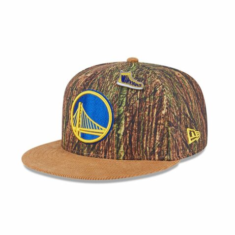 New Era 9Fifty Golden State Warriors All Star Game 2025 Fan Pack Snapback Hat Chrome Tree Camo Khaki