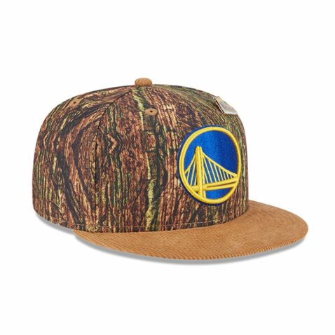 New Era 9Fifty Golden State Warriors All Star Game 2025 Fan Pack Snapback Hat Chrome Tree Camo Khaki - Image 3