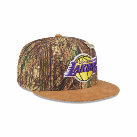 New Era 9Fifty Los Angeles Lakers All Star Game 2025 Fan Pack Snapback Hat Chrome Tree Camo Khaki - Image 3