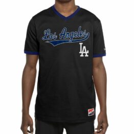 New Era Los Angeles Dodgers Throwback Script Short Sleeve T-Shirt Black Royal Blue