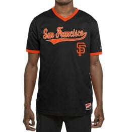 New Era San Francisco Giants Throwback Script Short Sleeve T-Shirt Black Orange