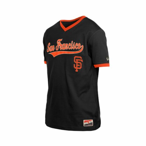 New Era San Francisco Giants Throwback Script Short Sleeve T-Shirt Black Orange - Image 3