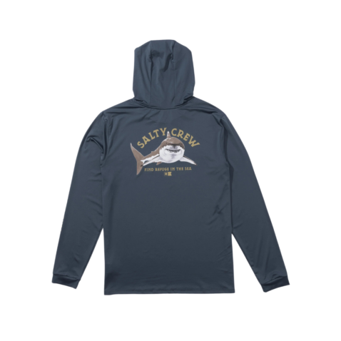 Salty Crew Lurking Hooded Long Sleeve Sunshirt Bluefin Blue - Image 2