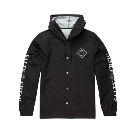 Salty Crew Tippet Snapfront Coaches Jacket Black Salty Crew Tippet Snapfront Coaches Jacket Black