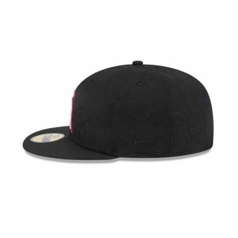 New Era 59Fifty Anaheim Angels Tonal Koi Fitted Hat Black Pink - Image 4