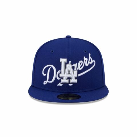 New Era 59Fifty Los Angeles Dodgers Overlap Fitted Hat Dark Royal Blue - Image 2