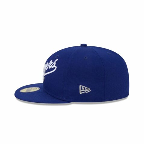 New Era 59Fifty Los Angeles Dodgers Overlap Fitted Hat Dark Royal Blue - Image 4