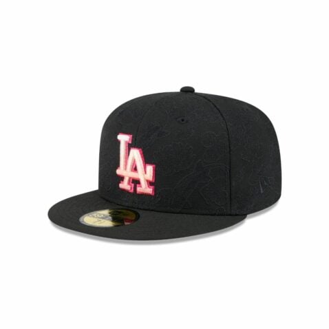 New Era 59Fifty Los Angeles Dodgers Tonal Koi Fitted Hat Black Pink