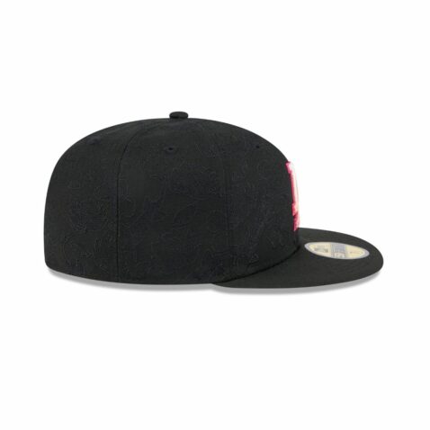 New Era 59Fifty Los Angeles Dodgers Tonal Koi Fitted Hat Black Pink - Image 6