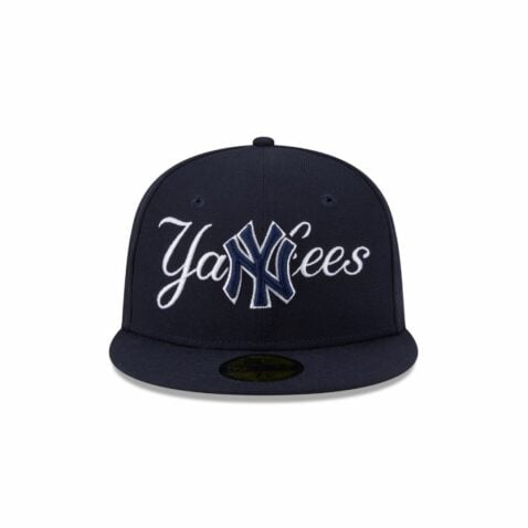 New Era 59Fifty New York Yankees Overlap Fitted Hat Dark Navy Blue