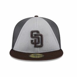 New Era 59Fifty San Diego Padres Batting Practice Fitted Hat Graphite Grey Burnt Wood Brown