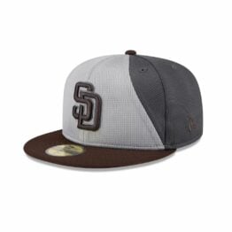 New Era 59Fifty San Diego Padres Batting Practice Fitted Hat Graphite Grey Burnt Wood Brown
