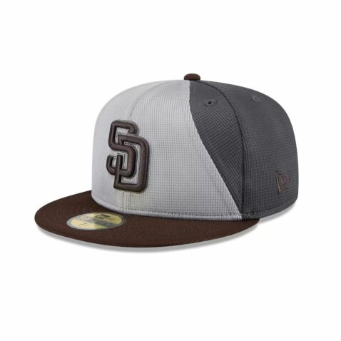 New Era 59Fifty San Diego Padres Batting Practice Fitted Hat Graphite Grey Burnt Wood Brown